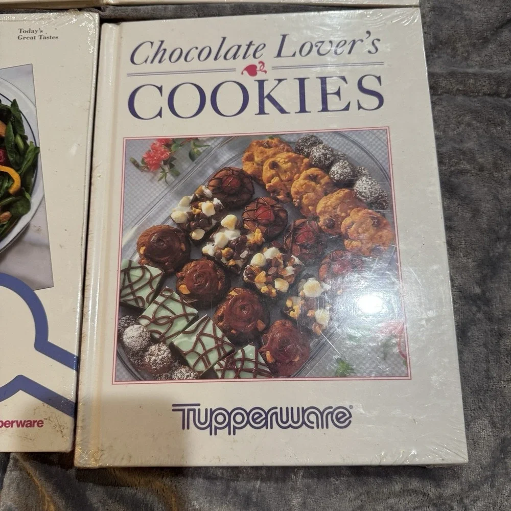 4 NEW Tupperware Cookbooks Recipe Books Set Salads Pasta Chocolate‎ Cookies Vtg